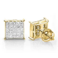 Outlet Radiant Bijou Store -Outlet Radiant Bijou Store princess cut diamond earrings invisible setting 115 p 38040 ye
