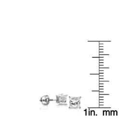 Princess Cut Diamond Platinum Stud Earrings 0.75ct -Outlet Radiant Bijou Store princess cut diamond platinum stud earrings 075ct rulerwh