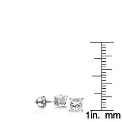 Princess Cut Diamond 18K White Gold Stud Earrings 1ct -Outlet Radiant Bijou Store princess cut diamond platinum stud earrings 1ct rulerwh