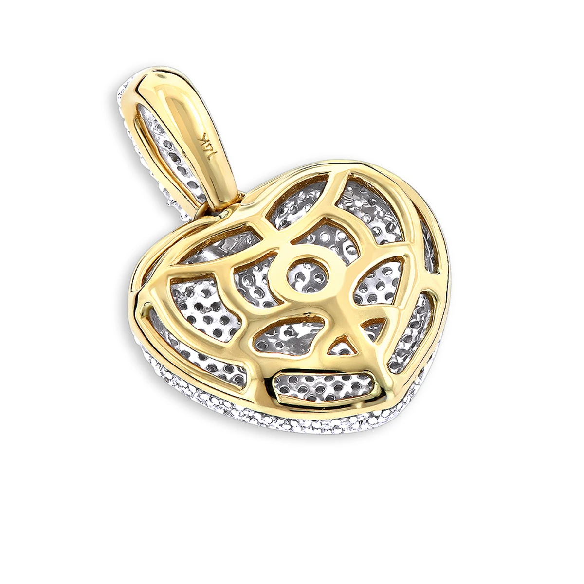 Puffed Diamond Heart Necklace 14K Yellow Gold 0.92ct 6 Puffed Diamond Heart Necklace 14K Yellow Gold 0.92ct - Image 4