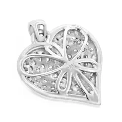 Ladies Puffed 14K White Gold Diamond Heart Pendant 1.5ct -Outlet Radiant Bijou Store puffed hearts 14k diamond heart pendant 150ct p 40939 backwh