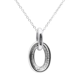 14K White Gold Pave Diamond Oval Pendant Necklace For Women 0.5 Carat -Outlet Radiant Bijou Store real 14k gold pave diamond oval pendant necklace for women 05 carat 803212 backwh
