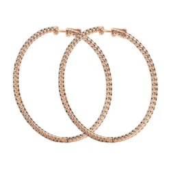 Real 3 Carat Black Diamond 2 Inch Hoop Earrings Inside Out Design 14K White Gold -Outlet Radiant Bijou Store real 3 carat black diamond 2 inch hoop earrings inside out design 14k gold 018012 backro