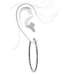 Real 3 Carat Black Diamond 2 Inch Hoop Earrings Inside Out Design 14K White Gold -Outlet Radiant Bijou Store real 3 carat black diamond 2 inch hoop earrings inside out design 14k gold 018012 bodwh