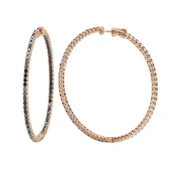 Real 3 Carat Black Diamond 2 Inch Hoop Earrings Inside Out Design 14K White Gold -Outlet Radiant Bijou Store real 3 carat black diamond 2 inch hoop earrings inside out design 14k gold 018012 ro