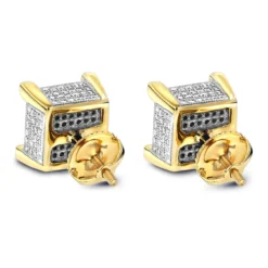 Real Diamond Earrings 14K Yellow Gold Diamond Stud Earrings 0.7 -Outlet Radiant Bijou Store real diamond earrings 14k diamond stud earrings 082 p 6906 backye