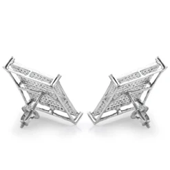 10K White Gold Hip Hop Diamond Earrings 1.13ct -Outlet Radiant Bijou Store real hip hop jewelry diamond earrings 10k 113ct p 41210 backwh