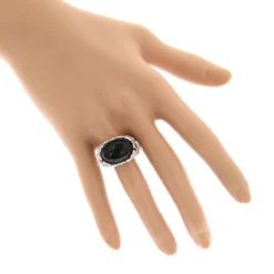 Right Hand Diamond Fashion Luxurman Onyx And Hearts Ring 14K White Gold -Outlet Radiant Bijou Store right hand diamond fashion rings luxurman onyx and hearts ring 14k gold bodwh