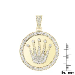 Rolex Style Diamond Pendant 3ct 10K Yellow Gold Crown Medallion -Outlet Radiant Bijou Store rolex style diamond pendant 3ct yellow white gold crown medallion rulerye