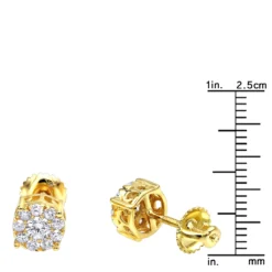 Round Cluster Diamond Earrings Studs 0.75ct 14K Yellow Gold -Outlet Radiant Bijou Store round cluster diamond earrings studs 063ct 14k gold rulerye