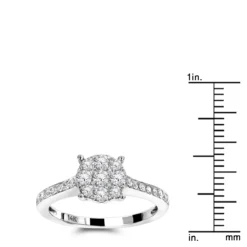 Round Cluster Diamond Engagement Ring 0.55ct 14K White Gold -Outlet Radiant Bijou Store round cluster diamond engagement ring 064ct 14k gold rulerwh