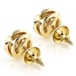 5 Carat Look Round Diamond Cluster Earrings 14K Yellow Gold Studs 1 Ct Halo Design -Outlet Radiant Bijou Store round diamond cluster earrings 14k 090ct p 45407 backye