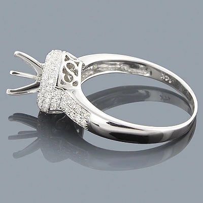 Halo Round Diamond Engagement Ring Setting 0.49ct 14K White Gold 4 Halo Round Diamond Engagement Ring Setting 0.49ct 14K White Gold - Image 2