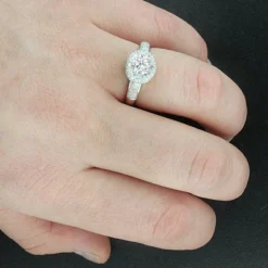 Halo Round Diamond Engagement Ring Setting 0.49ct 14K White Gold 7 Halo Round Diamond Engagement Ring Setting 0.49ct 14K White Gold -Outlet Radiant Bijou Store round diamond engagement ring setting 049ct 14k gold p 47542bod