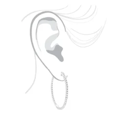 Round Diamond Hoop Earrings 0.6ct Inside Out 14K White Gold 1 3/4 Inches -Outlet Radiant Bijou Store round diamond hoop earrings 06ct inside out 14k gold 1 34 inches bod