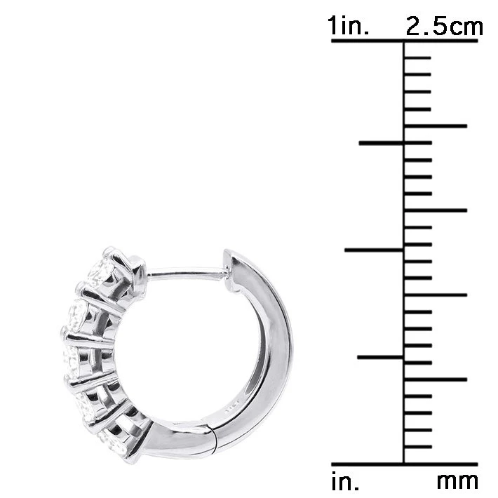 1/2 Inch Classic Huggie Hoop Earrings 14K White Gold With Round Diamonds 1 Carat 8 1/2 Inch Classic Huggie Hoop Earrings 14K White Gold With Round Diamonds 1 Carat - Image 6