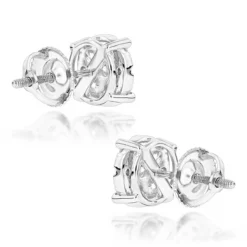 Round Diamond Stud Earrings 1.20ct 14K White Gold -Outlet Radiant Bijou Store round diamond stud earrings 140ct 14k gold backwh