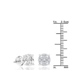 Round Diamond Stud Earrings 1.20ct 14K White Gold -Outlet Radiant Bijou Store round diamond stud earrings 140ct 14k gold rulerwh