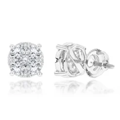 Round Diamond Stud Earrings 1.20ct 14K White Gold
