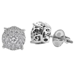Round Diamond Stud Earrings 14K Rose Gold 0.76ct Pave Cluster Design 15 Round Diamond Stud Earrings 14K Rose Gold 0.76ct Pave Cluster Design -Outlet Radiant Bijou Store round diamond stud earrings 14k gold 076ct pave cluster design wh