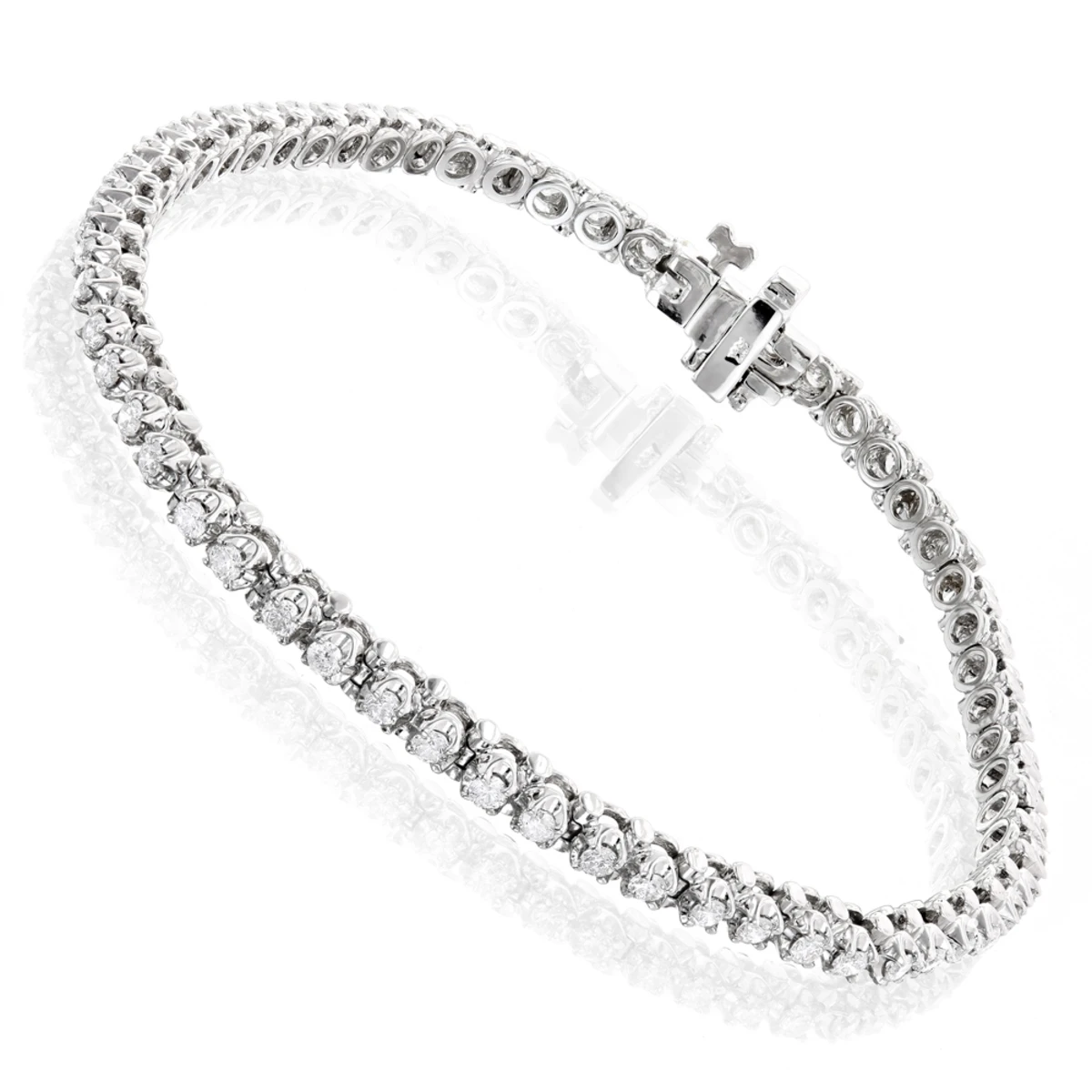 Round Diamond Tennis Bracelet 10K White Gold Yellow Gold Rose Gold 1.5ct 3 Round Diamond Tennis Bracelet 10K White Gold Yellow Gold Rose Gold 1.5ct
