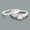 Round Princess Cut Diamond Engagement Ring Set 0.55ct 14K White Gold