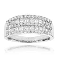 Round Princess Cut Diamond Ring 1.87ct 14K White Gold