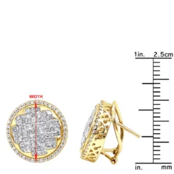 Round Princess Cut Diamond Stud Earrings 2.82ct 14K White Gold -Outlet Radiant Bijou Store round princess cut diamond stud earrings 282ct 14k p 46005 rulerye