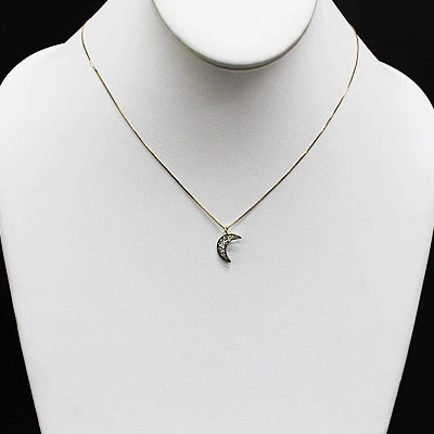 Silver Champagne Diamond Moon Pendant 0.18ct 5 Silver Champagne Diamond Moon Pendant 0.18ct - Image 3