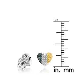 Silver White Blue Yellow Diamond Heart Earrings .35ct -Outlet Radiant Bijou Store silver white blue yellow diamond heart earrings 35ct p 38814 ruler