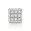 Single 10K White Gold Square Men's Diamond Stud Earring 0.6ct Pave Diamonds