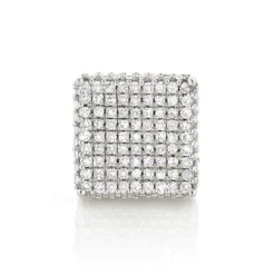 Single 10K White Gold Square Men's Diamond Stud Earring 0.6ct Pave Diamonds