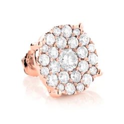 Single Oversized Cluster Men's 18K Rose Gold Round Diamond Stud Earring 2ct -Outlet Radiant Bijou Store single oversized cluster mens 18k gold round diamond stud earring 2ct 8