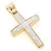 Small 14K Yellow Gold Invisible Princess Cut Diamond Cross Pendant 1.25ct -Outlet Radiant Bijou Store small 14k gold diamond cross pendant 125ct p 7023 ye