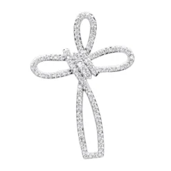 Small 14K Yellow Gold Diamond Cross Pendant For Women Fancy Bow Design 0.36ct -Outlet Radiant Bijou Store small 14k gold diamond cross pendant for women fancy bow design 036ct mainye 20201017