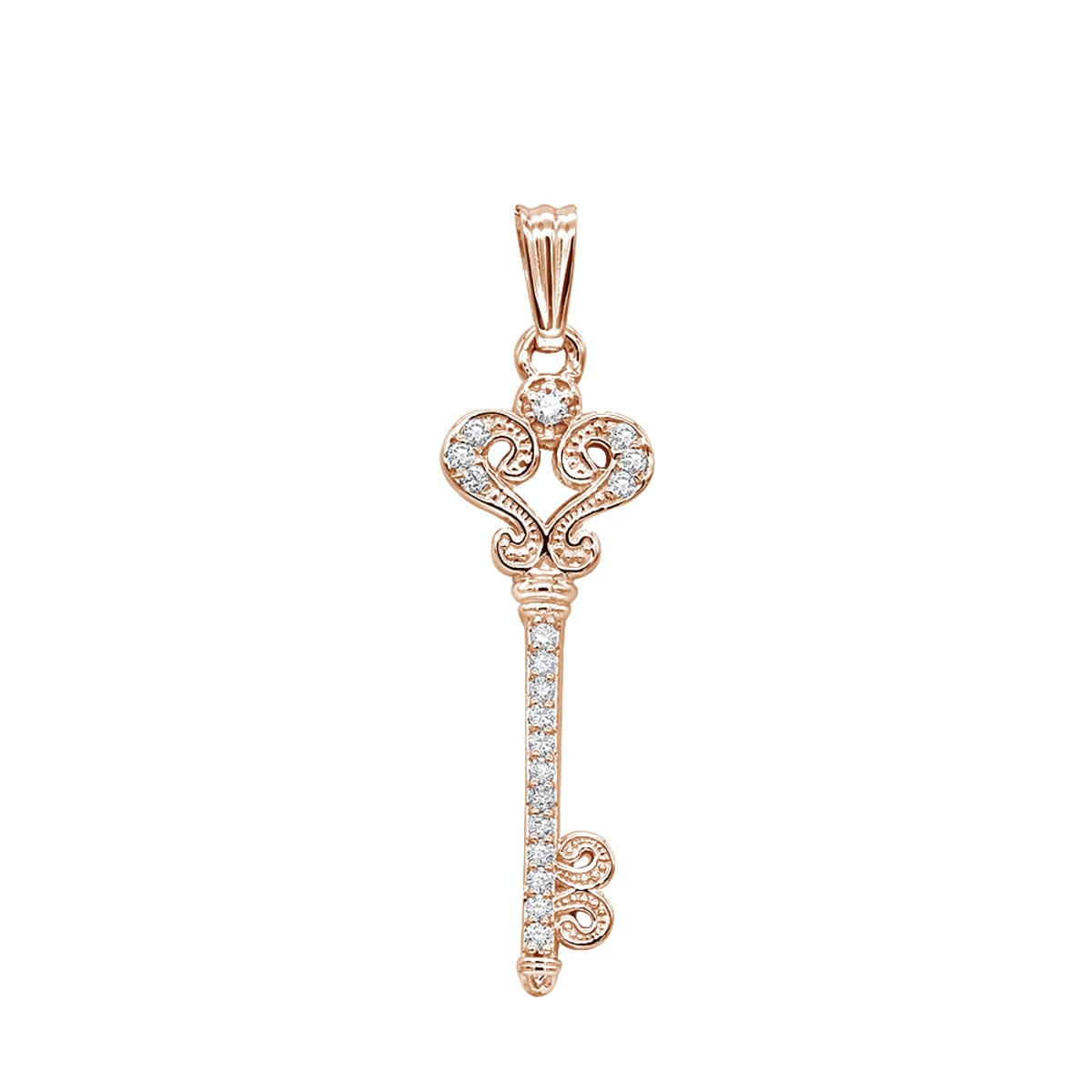Small 14K White Gold Diamond Key Pendant 0.20ct 5 Small 14K White Gold Diamond Key Pendant 0.20ct - Image 3