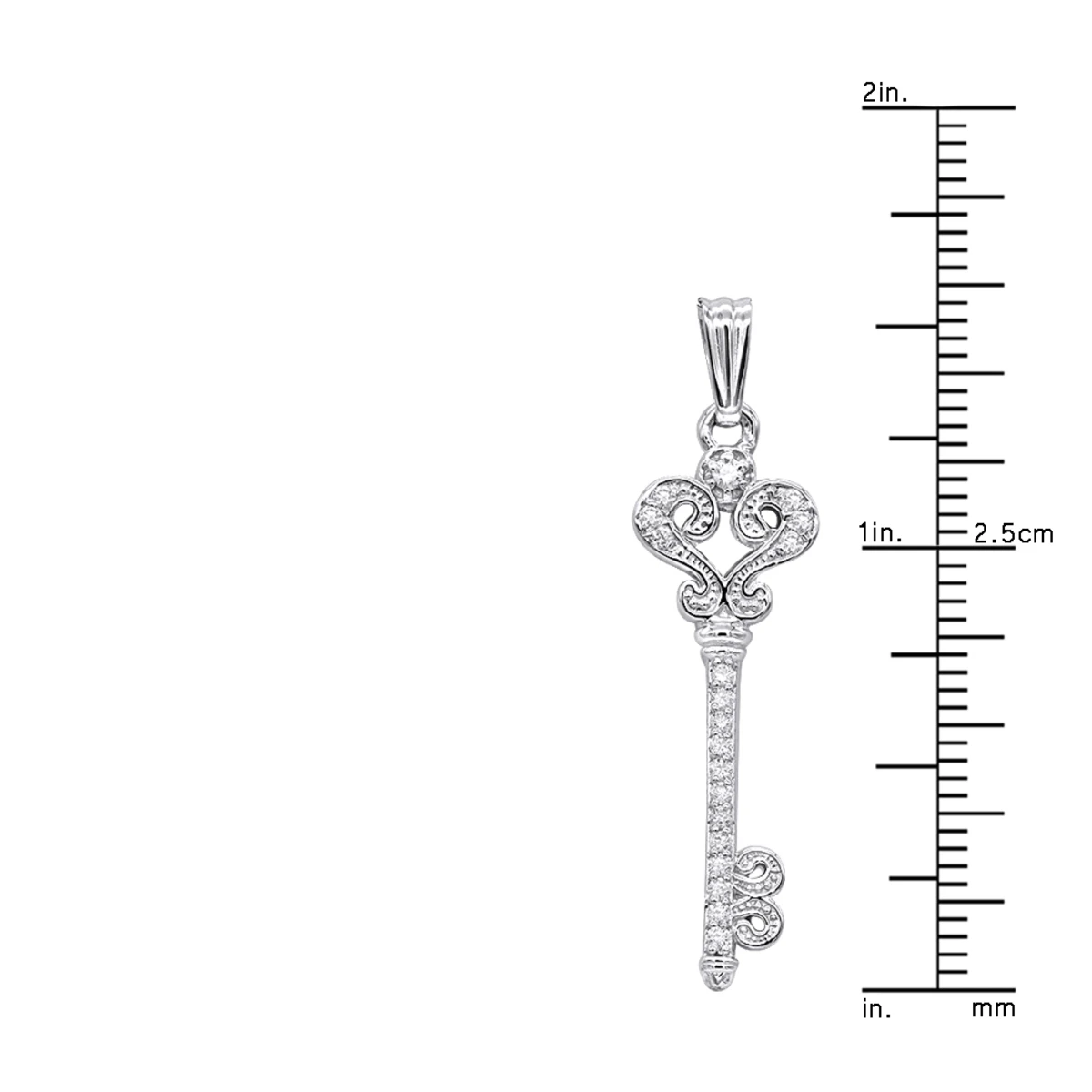 Small 14K White Gold Diamond Key Pendant 0.20ct 7 Small 14K White Gold Diamond Key Pendant 0.20ct - Image 5