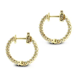 Small 14K Yellow Gold Inside Out Diamond Hoop Earrings 0.9ct -Outlet Radiant Bijou Store small 14k gold inside out diamond hoop earrings 110ct p 6259 backye