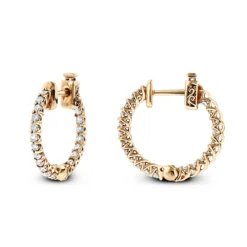 Small 14K Yellow Gold Inside Out Diamond Hoop Earrings 0.9ct -Outlet Radiant Bijou Store small 14k gold inside out diamond hoop earrings 110ct p 6259 ro