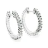 Small Diamond Hoop Earrings 1.20ct 14K White Gold -Outlet Radiant Bijou Store small diamond hoop earrings 120ct 14k gold 1
