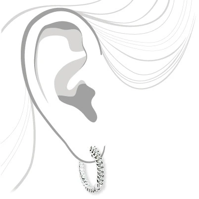 Small Diamond Hoop Earrings 1.20ct 14K White Gold 4 Small Diamond Hoop Earrings 1.20ct 14K White Gold - Image 2