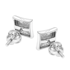 Small Real Diamond Kite Earrings For Men And Women 0.07ct 10K White Gold Studs -Outlet Radiant Bijou Store small diamond kite earrings 007ct 10k backwh