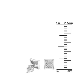 Small Real Diamond Kite Earrings For Men And Women 0.07ct 10K White Gold Studs -Outlet Radiant Bijou Store small diamond kite earrings 007ct 10k rulerwh