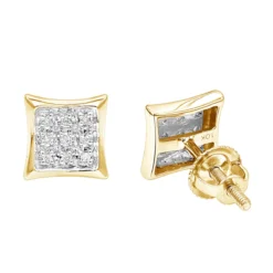 Small Real Diamond Kite Earrings For Men And Women 0.07ct 10K White Gold Studs -Outlet Radiant Bijou Store small diamond kite earrings 007ct 10k ye