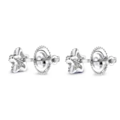 Small Diamond Star Earrings Studs 0.11ct 14K White Gold -Outlet Radiant Bijou Store small diamond star earrings studs 014ct 14k p 42964 backwh