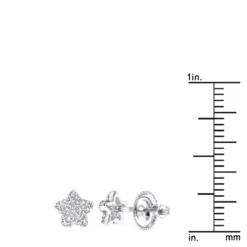 Small Diamond Star Earrings Studs 0.11ct 14K White Gold -Outlet Radiant Bijou Store small diamond star earrings studs 014ct 14k p 42964 rulerwh