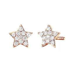 Small Diamond Star Earrings Studs 14K Yellow Gold 0.1ct -Outlet Radiant Bijou Store small diamond star earrings studs 14k gold 01ct 000889 rose 20220217