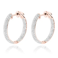 Small Inside Out Diamond Hoop Earrings 1.16ct 14K White Gold -Outlet Radiant Bijou Store small hoop diamond earrings 116ct 14k ro