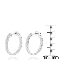 Small Inside Out Diamond Hoop Earrings 1.16ct 14K White Gold -Outlet Radiant Bijou Store small hoop diamond earrings 116ct 14k rulerwh