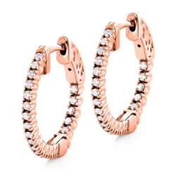 3/4in Small Hoops 14K White Gold Diamond Hoop Earrings Inside Out 1/2ct -Outlet Radiant Bijou Store small hoops 14k diamond hoop earrings inside out 047 p 6931 ro